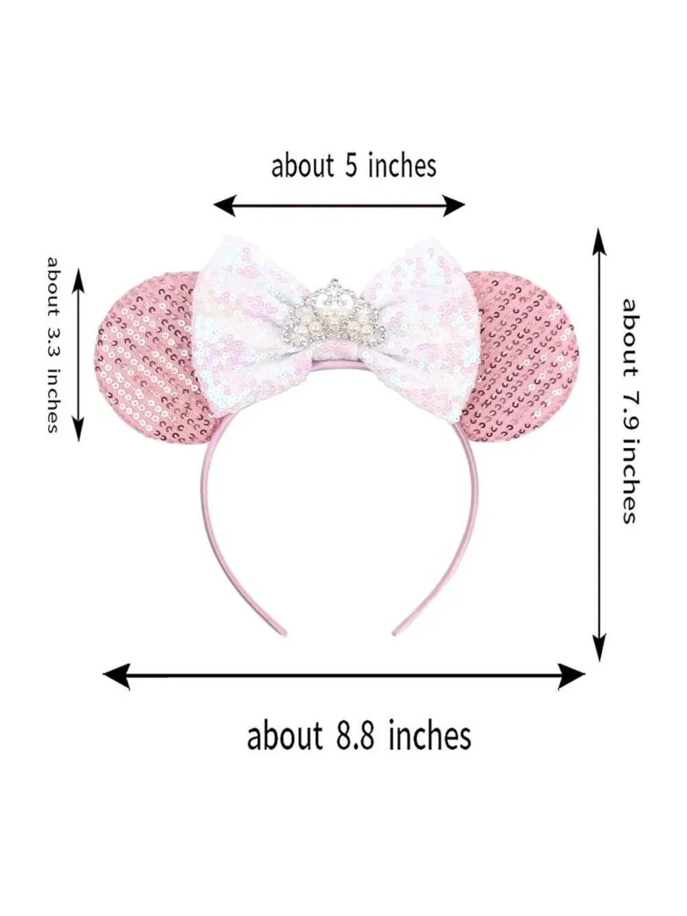 Women Pink Shiny Bow Mickey Mouse Hair Headband For Cosplay